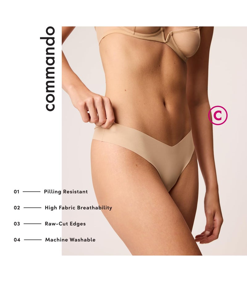 commando Classic Thong | Invisible Everyday Thong | No-Show Underwear Loved by Celebrities & Stylists | Raw-Cut Microfiber | Beige, Small-Medium - Image 2